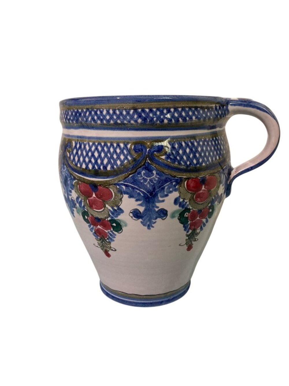 Keck Keramik Blue Floral Pottery Mug Vase